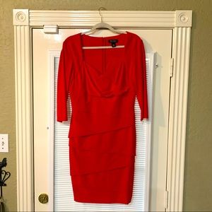 Womens Red White House Black Market Body Shaping Dress